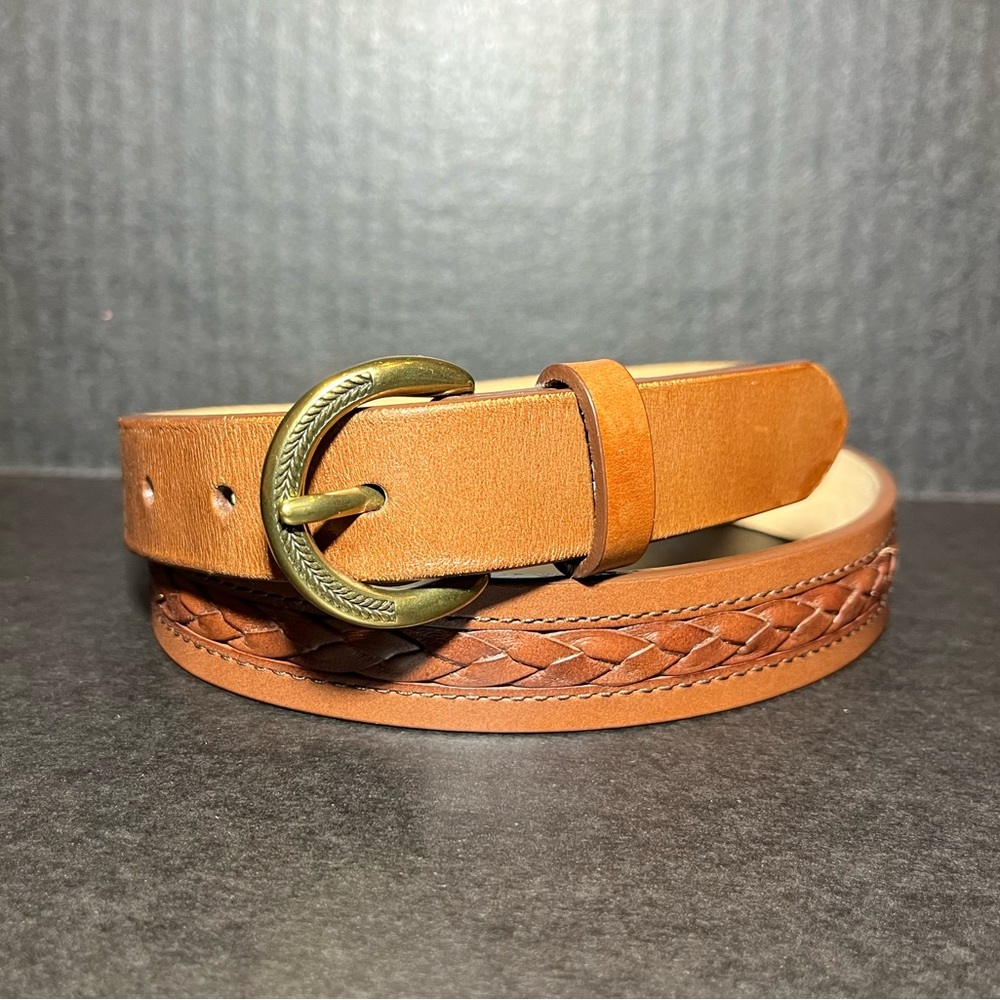 Talbots Brown Leather Braided Belt
